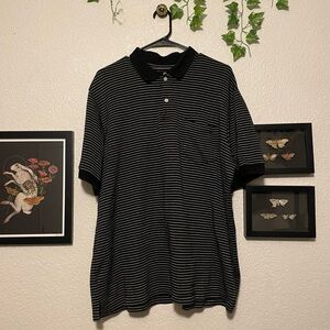 Black & White Striped Polo T-Shirt